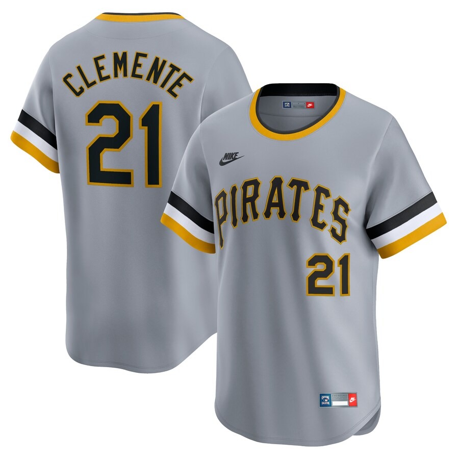 Men's Pittsburgh Pirates Roberto Clemente Nike Gray Throwback Cooperstown Collection Limited Jersey - Ujersey