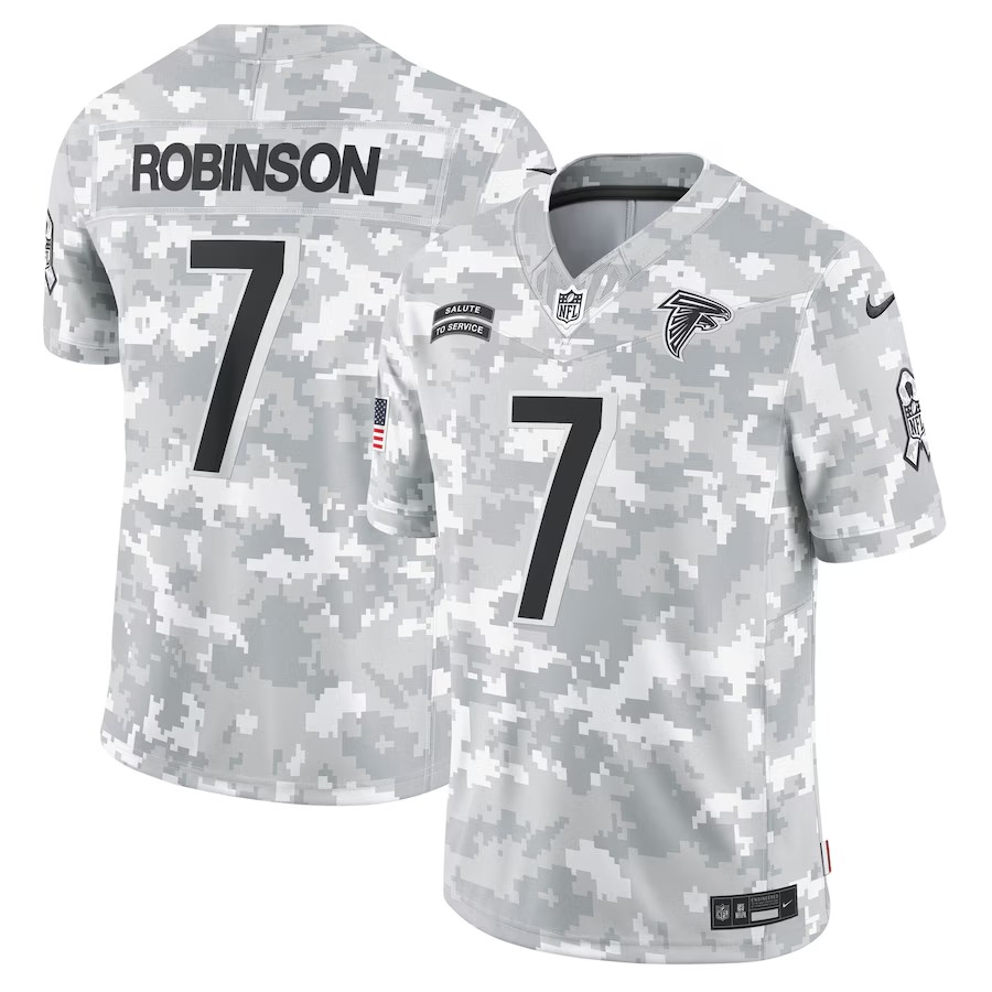 Men's Atlanta Falcons Bijan Robinson Nike Arctic Camo 2024 Salute to Service Limited Jersey - Ujersey