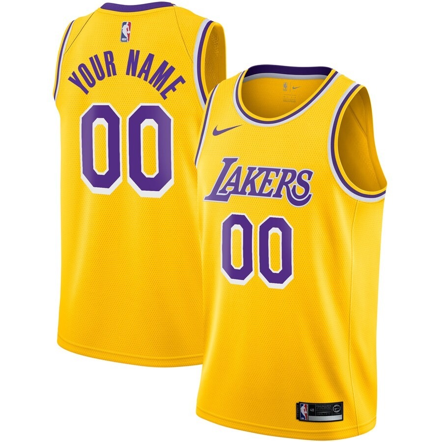 Men's Los Angeles Lakers Nike Gold Custom Swingman Jersey - Icon Edition - Ujersey