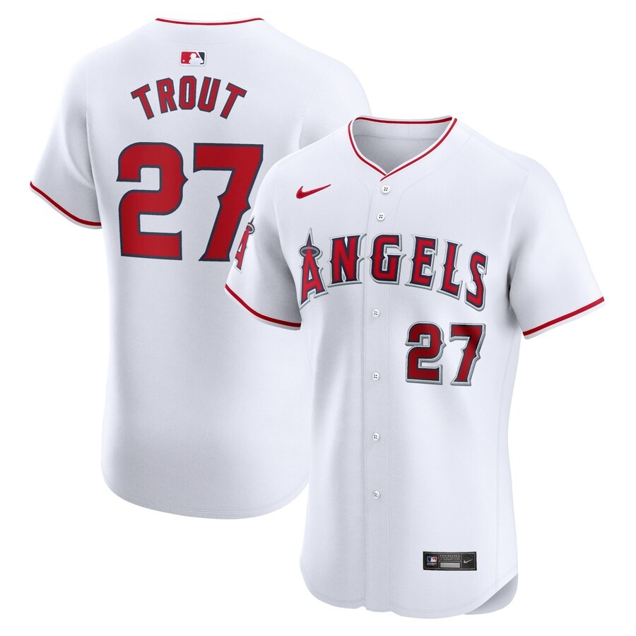 Men's Los Angeles Angels Mike Trout Nike White Home Elite Player Jersey - Ujersey
