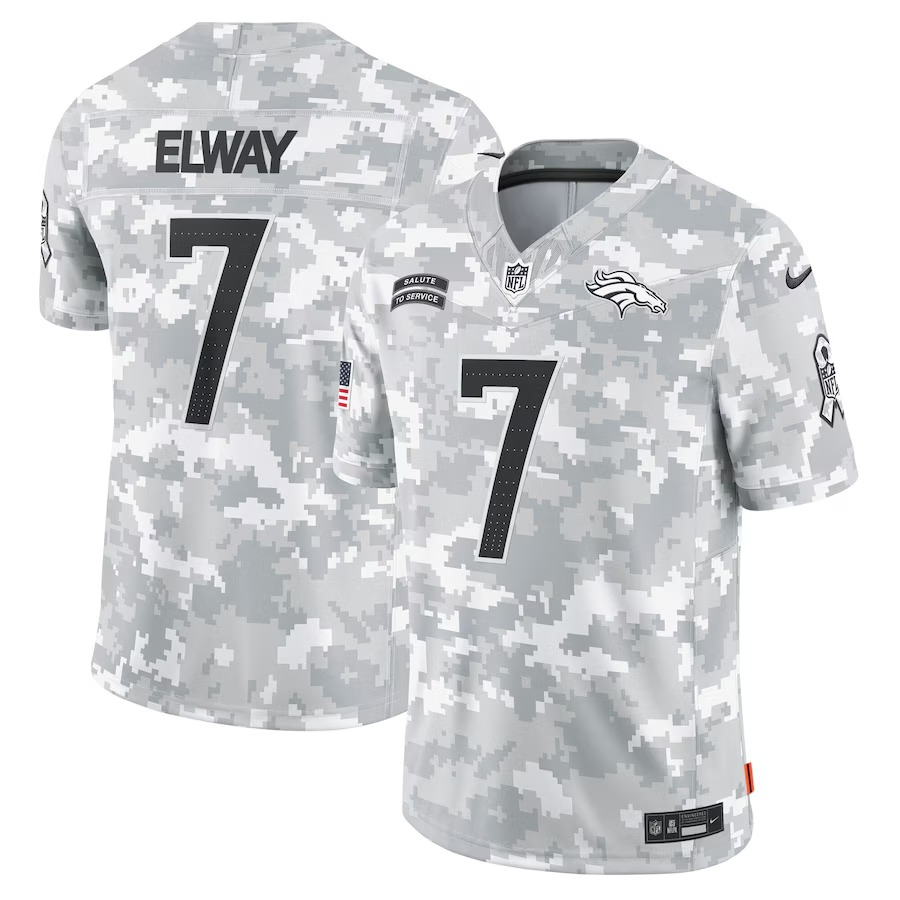 Men's Denver Broncos John Elway Nike Arctic Camo 2024 Salute to Service Retired Player Limited Jersey - Ujersey