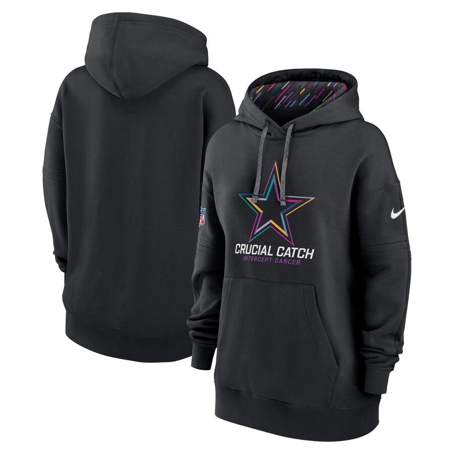 Women's Dallas Cowboys  Nike Black 2024 NFL Crucial Catch Club Pullover Hoodie - Ujersey