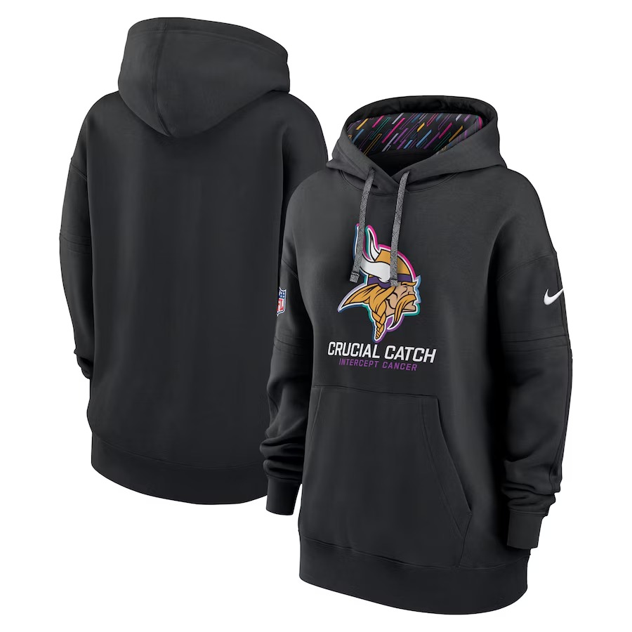 Women's Minnesota Vikings  Nike Black 2024 NFL Crucial Catch Club Pullover Hoodie - Ujersey