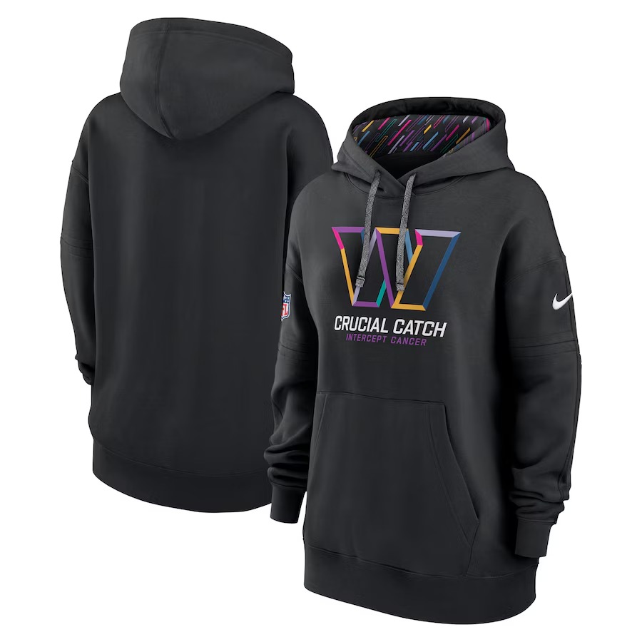 Women's Washington Commanders  Nike Black 2024 NFL Crucial Catch Club Pullover Hoodie - Ujersey