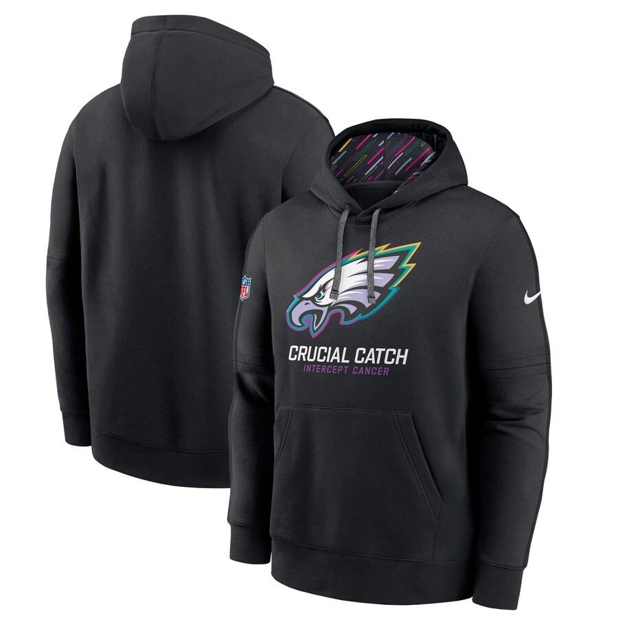 Men's Philadelphia Eagles Nike Black 2024 NFL Crucial Catch Big & Tall Club Pullover Hoodie - Ujersey