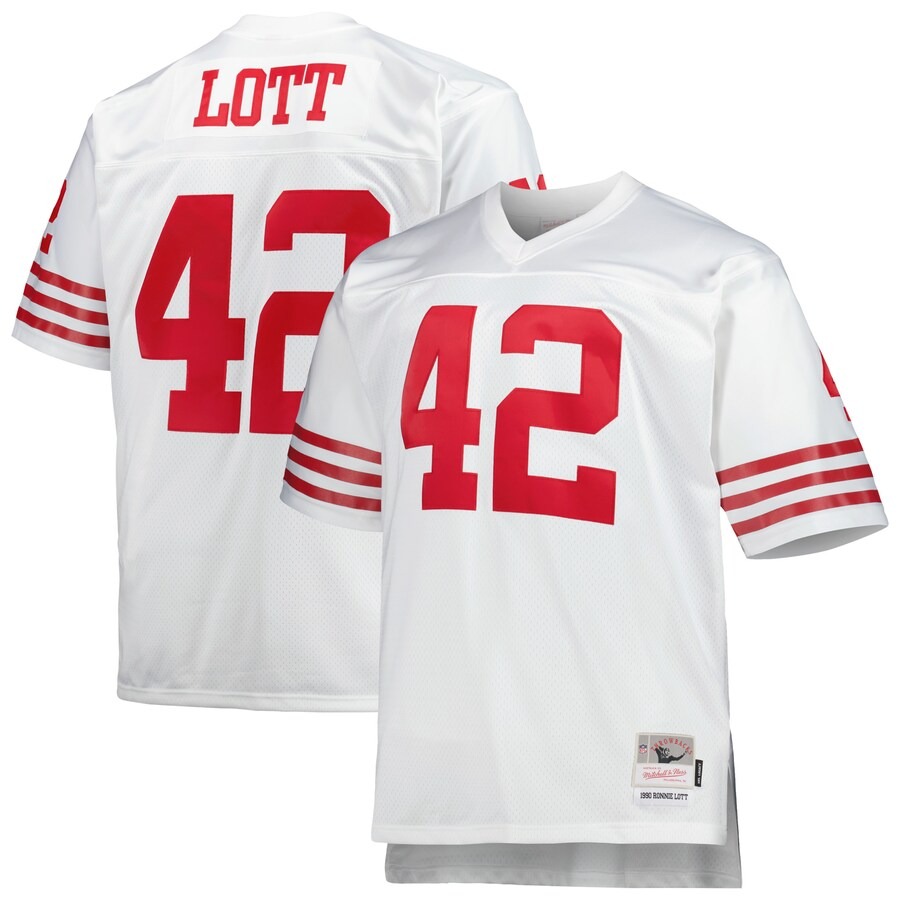 Men's San Francisco 49ers Ronnie Lott Mitchell & Ness White Big & Tall 1990 Retired Player Replica Jersey - Ujersey