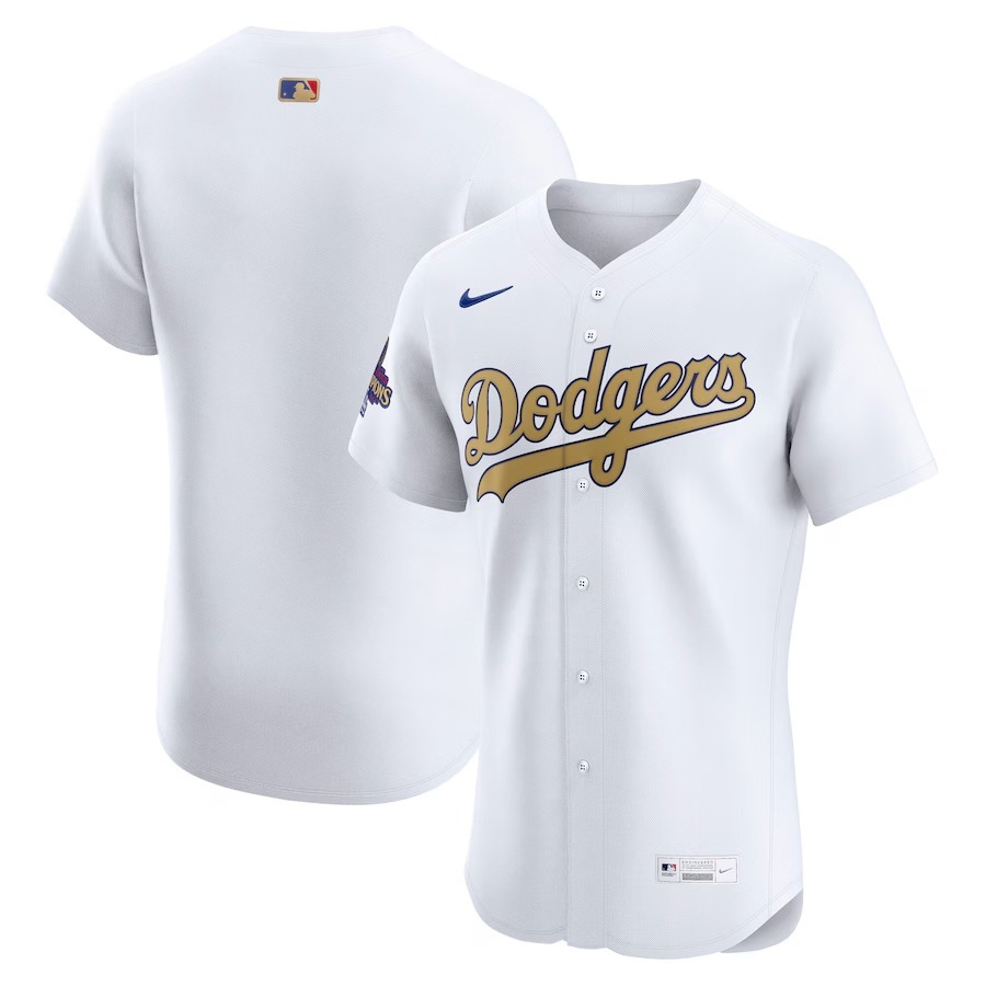 Men's Los Angeles Dodgers Nike White 2025 Gold Collection Elite Jersey - Ujersey