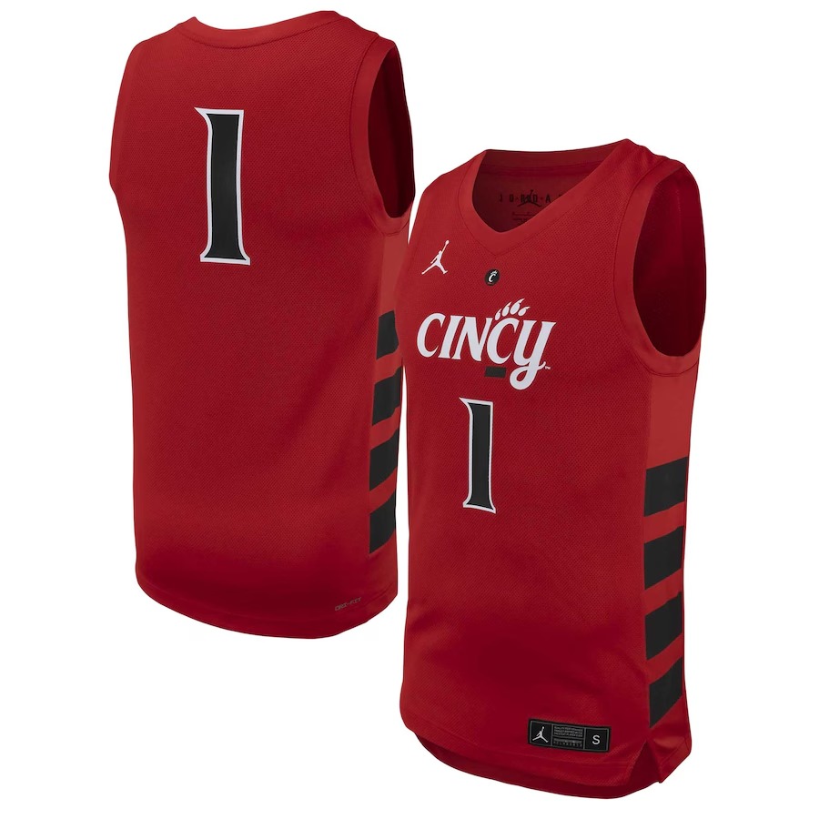 #1 Cincinnati Bearcats Jordan Brand Replica Basketball Jersey - Red - Ujersey