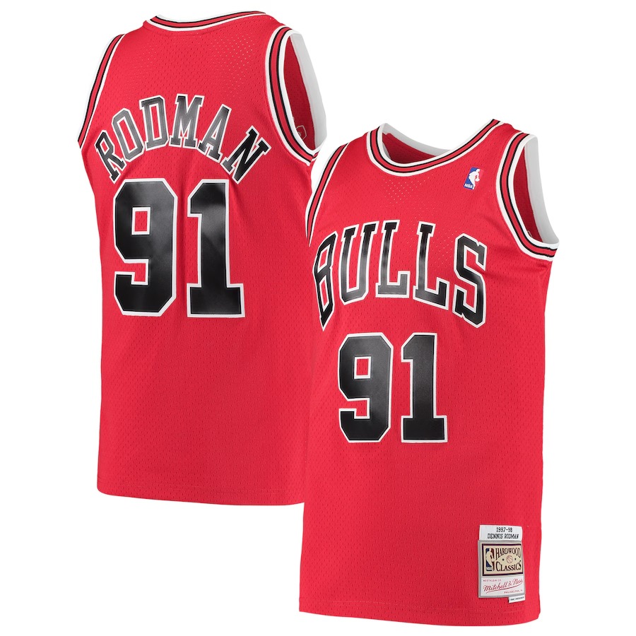 Men's Chicago Bulls Dennis Rodman Mitchell & Ness Red Hardwood Classics Swingman Jersey - Ujersey
