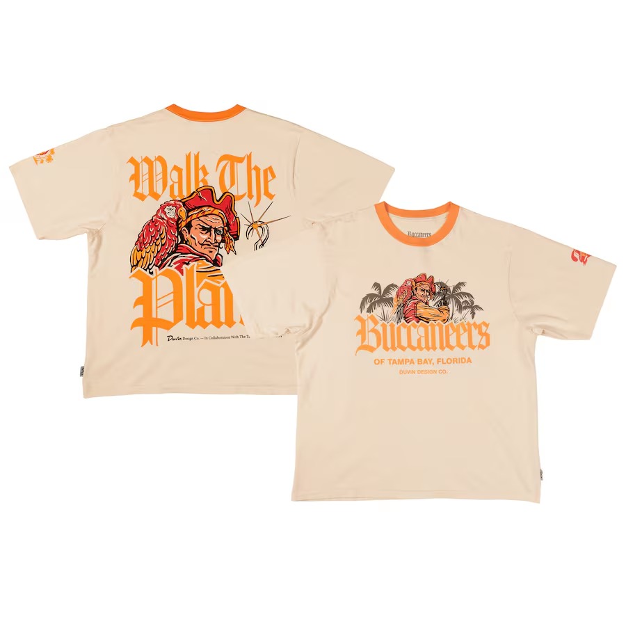 Unisex Tampa Bay Buccaneers Duvin Designs Co. Cream Walk The Plank T-Shirt - Ujersey