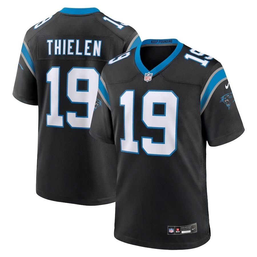 Men's Carolina Panthers Adam Thielen Nike Black Team Game Jersey - Ujersey