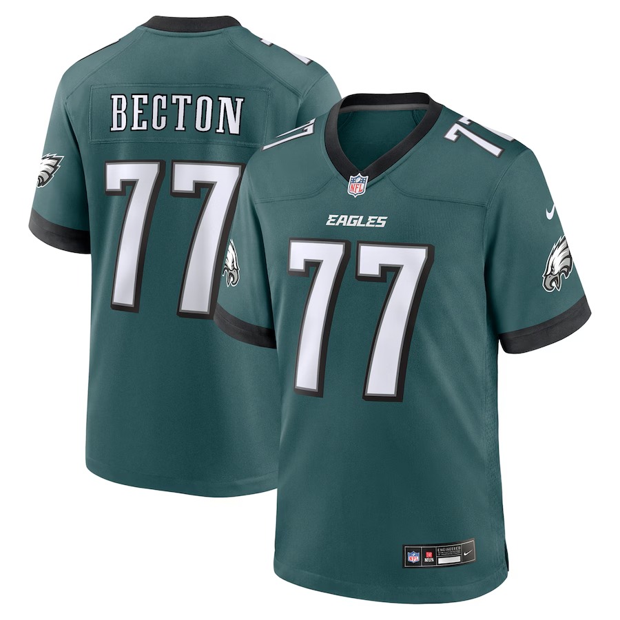 Men's Philadelphia Eagles Mekhi Becton Nike Midnight Green Team Game Jersey - Ujersey