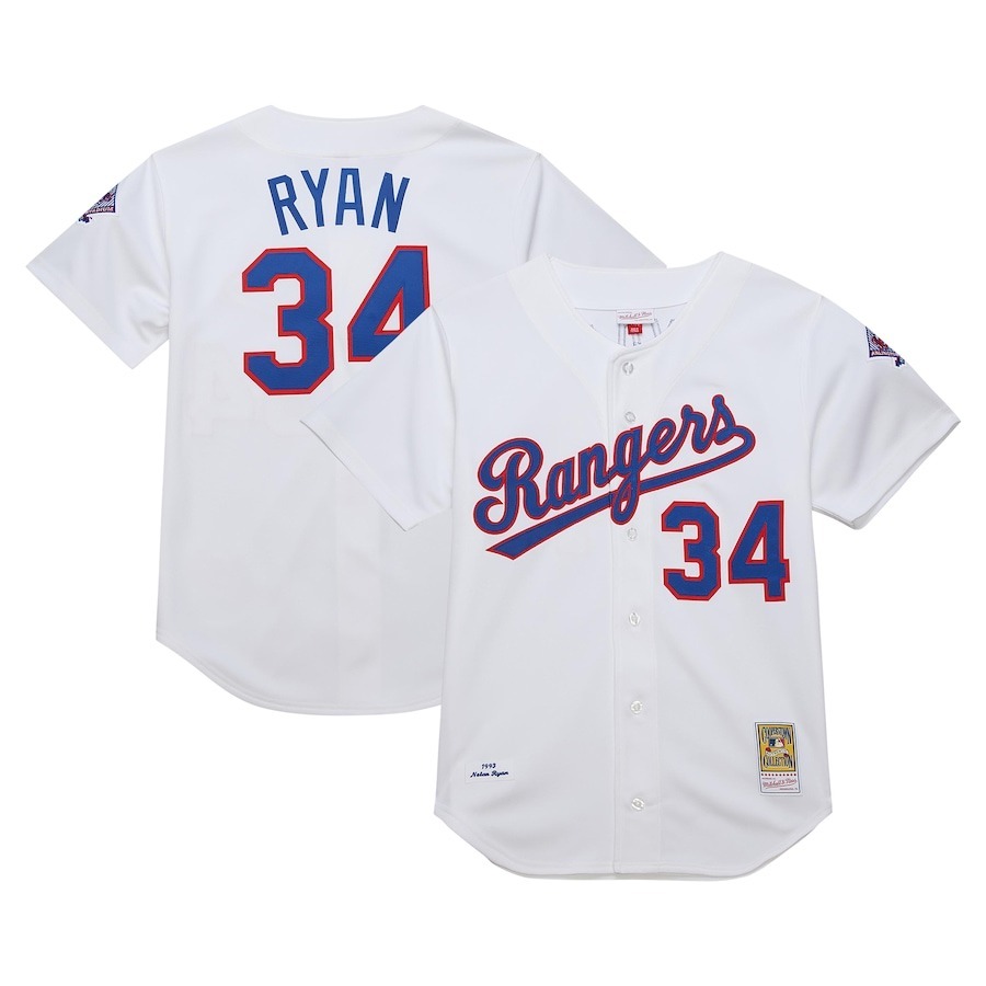 Men's Texas Rangers Nolan Ryan Mitchell & Ness White 1993 Cooperstown Collection Authentic Jersey - Ujersey