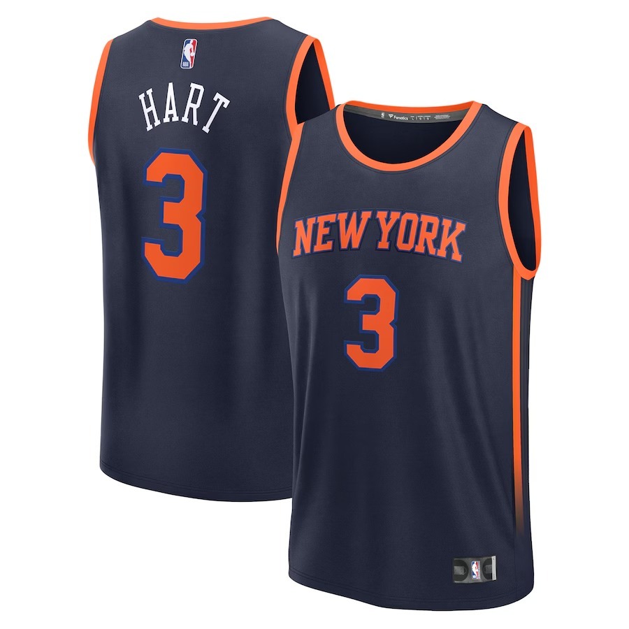 Men's New York Knicks Josh Hart Fanatics Navy Fast Break Replica Player Jersey - Statement Edition - Ujersey