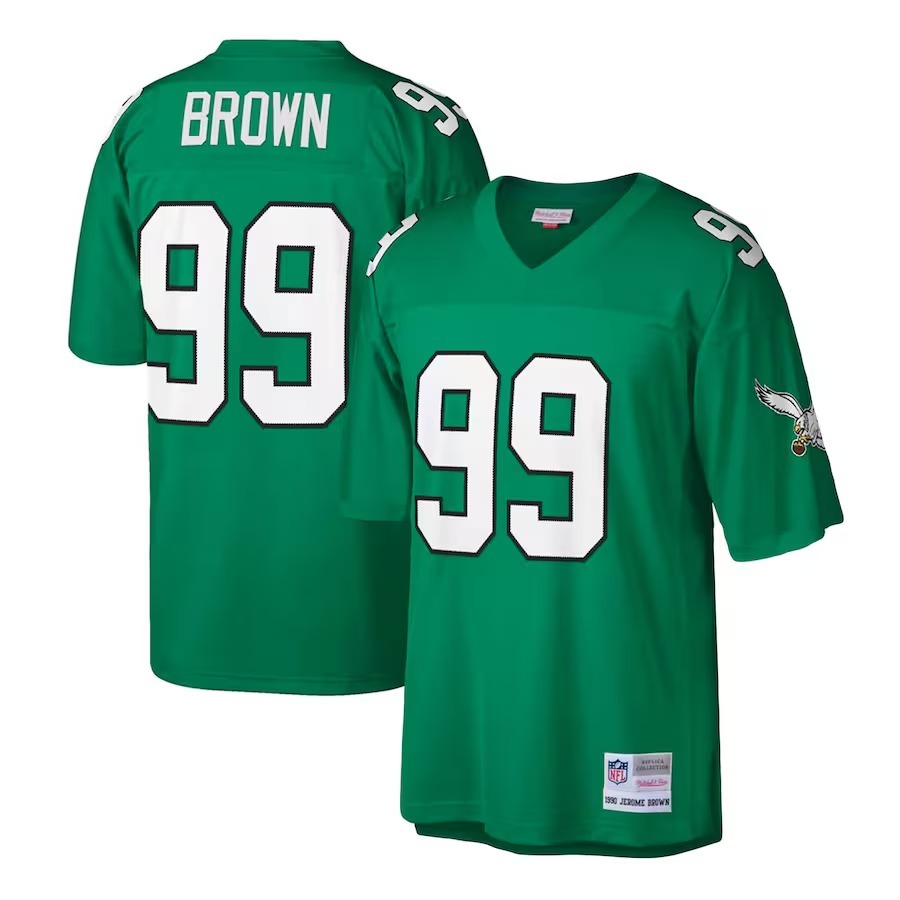 Men's Philadelphia Eagles Jerome Brown Mitchell & Ness Kelly Green Big & Tall 1990 Retired Player Replica Jersey - Ujersey