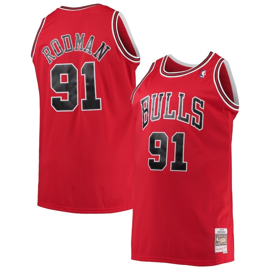 Men's Chicago Bulls Dennis Rodman Mitchell & Ness Red 1997/98 Big & Tall Hardwood Classics Swingman Jersey - Ujersey