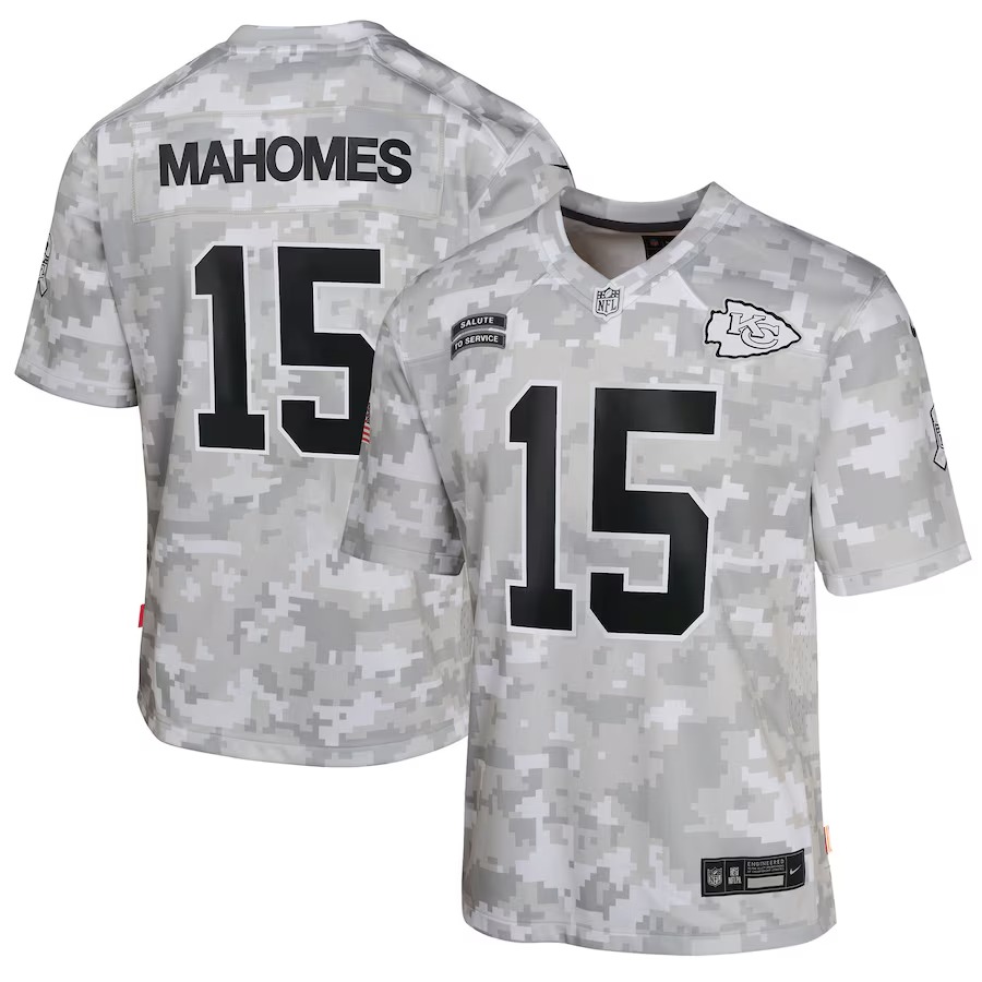Youth Kansas City Chiefs Patrick Mahomes Nike Arctic Camo 2024 Salute to Service Game Jersey - Ujersey
