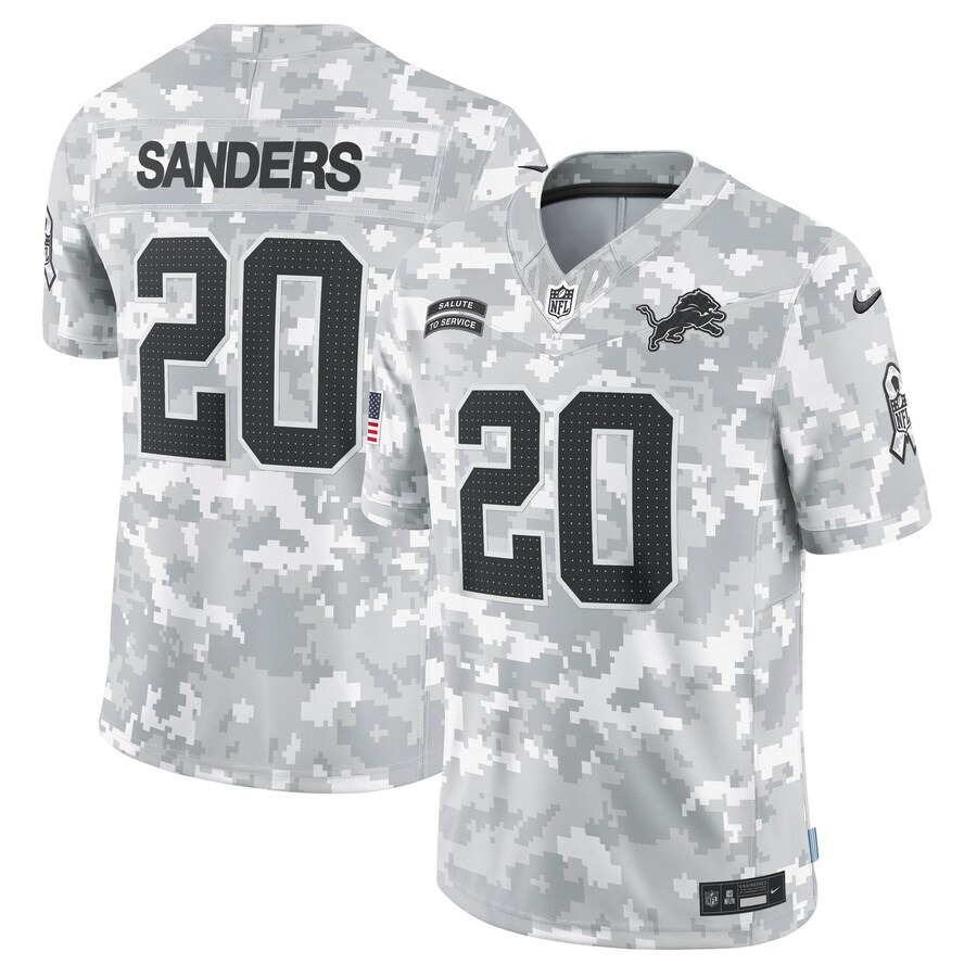 Men's Detroit Lions Barry Sanders Nike Arctic Camo 2024 Salute to Service Retired Player Limited Jersey - Ujersey