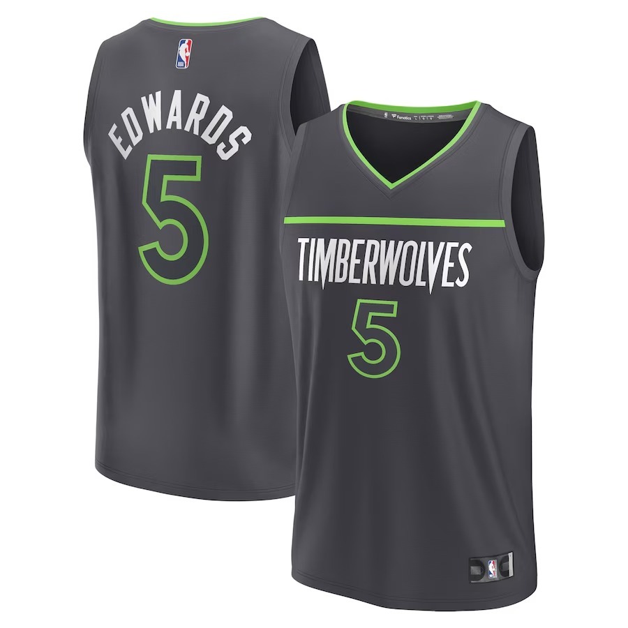 Youth Minnesota Timberwolves Anthony Edwards Fanatics Anthracite Fast Break Replica Player Jersey - Statement Edition - Ujersey