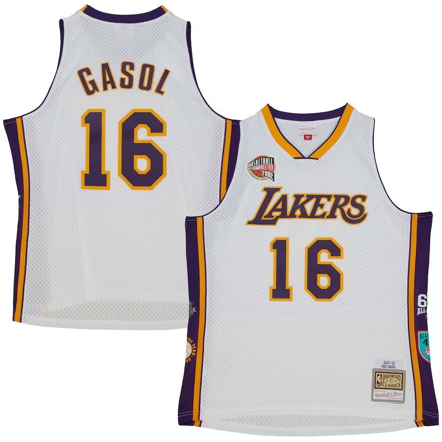 Unisex Los Angeles Lakers Pau Gasol Mitchell & Ness White Hall of Fame Class of 2023 Throwback Swingman Jersey - Ujersey