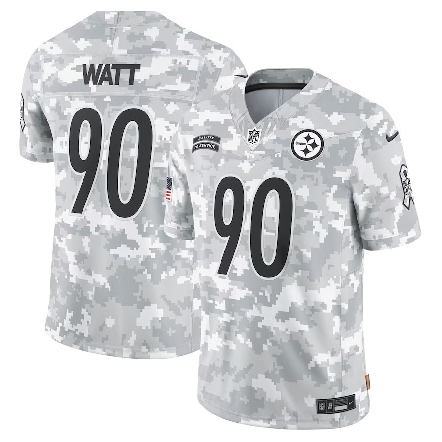 Men's Pittsburgh Steelers T.J. Watt Nike Arctic Camo 2024 Salute to Service Limited Jersey - Ujersey