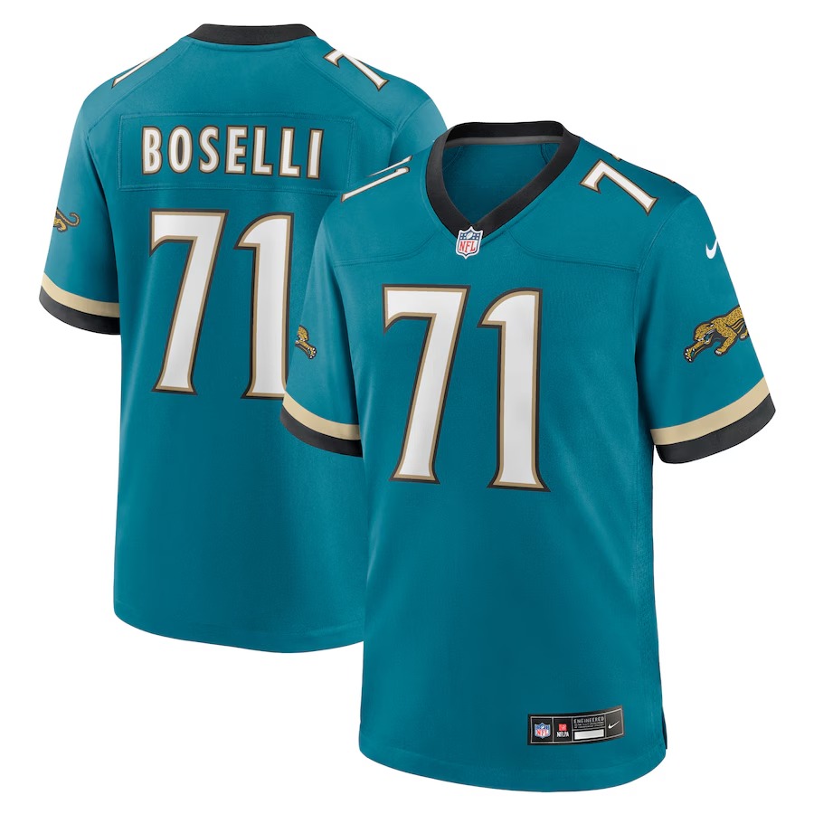Men's Jacksonville Jaguars Tony Boselli Nike Teal Prowler Throwback Retired Player Game Jersey - Ujersey
