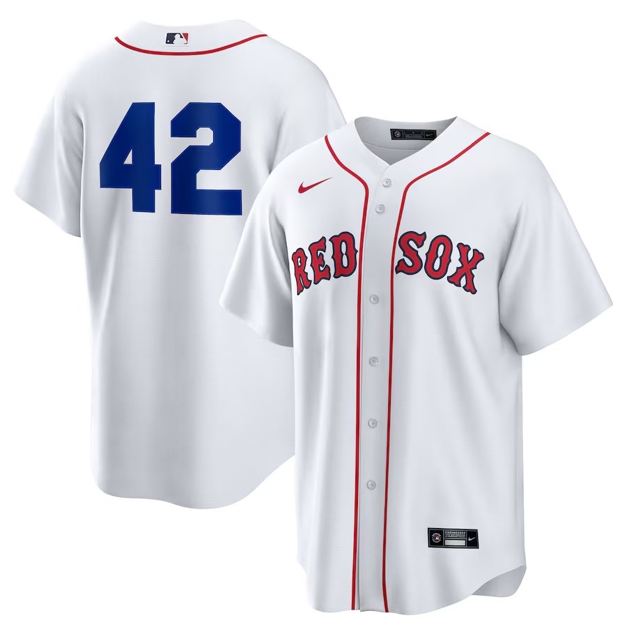 Men's Boston Red Sox Nike White Home 2025 Jackie Robinson Day Replica Jersey - Ujersey