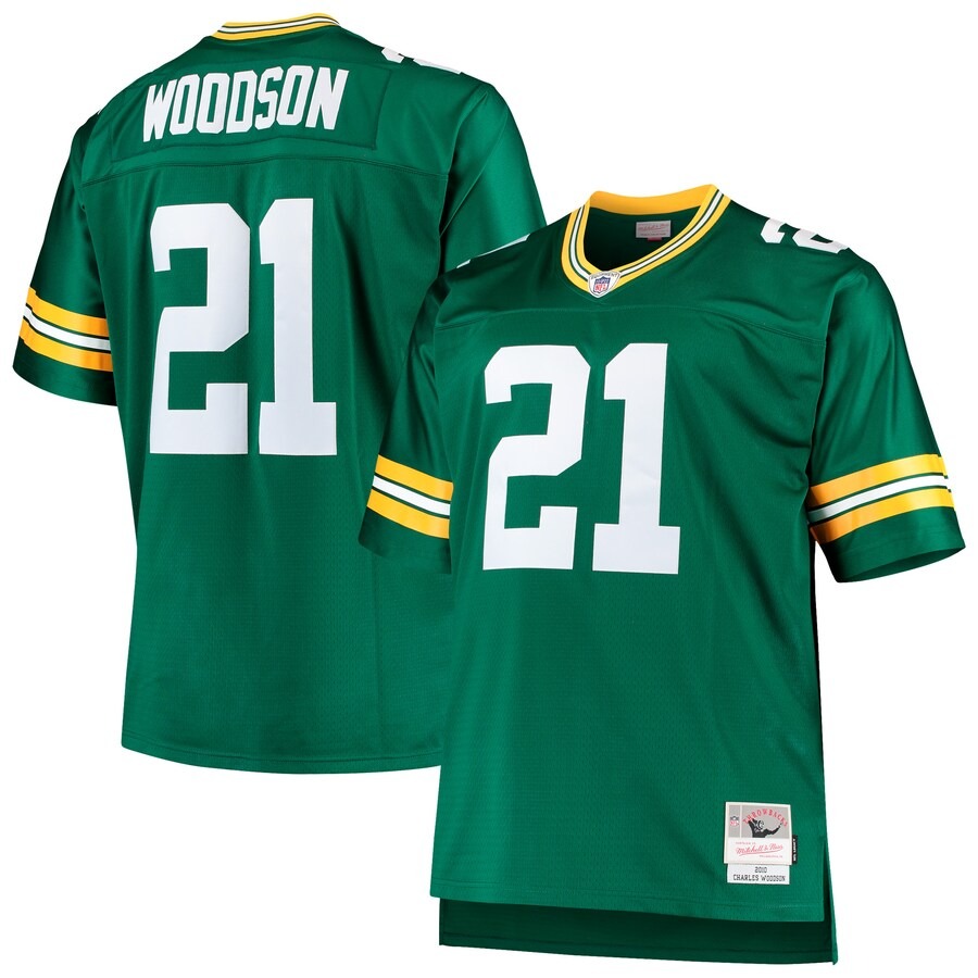 Men's Green Bay Packers Charles Woodson Mitchell & Ness Green Big & Tall 2010 Retired Player Replica Jersey - Ujersey