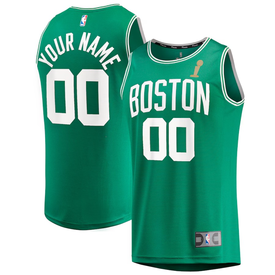 Men's Boston Celtics Fanatics Kelly Green 2024 NBA Finals Champions Custom Fast Break Jersey - Icon Edition - Ujersey