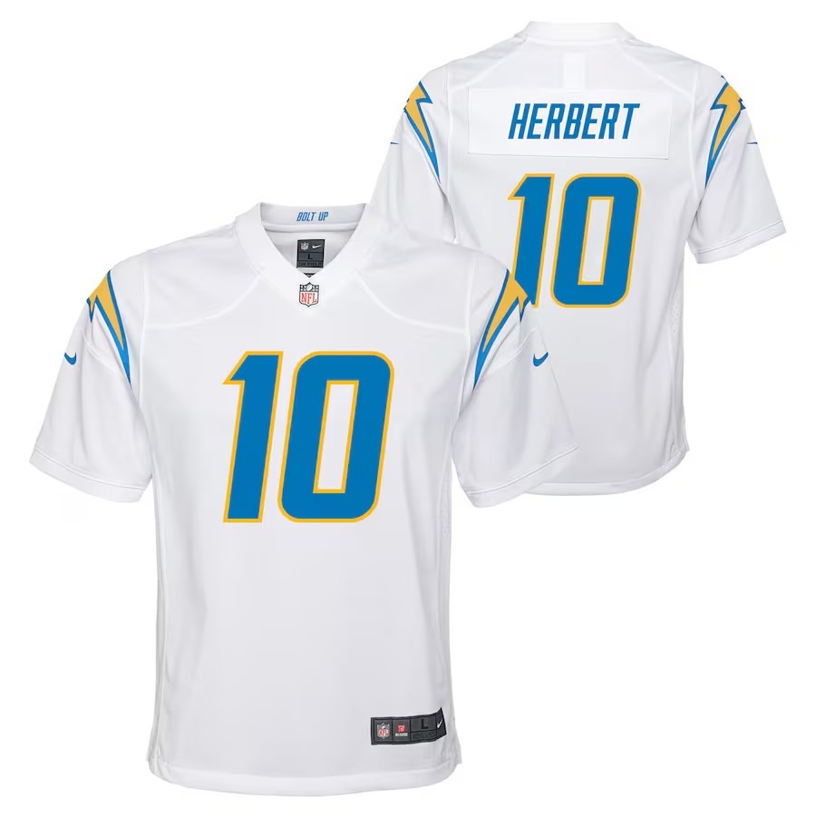 Youth Los Angeles Chargers Justin Herbert Nike White Game Jersey - Ujersey