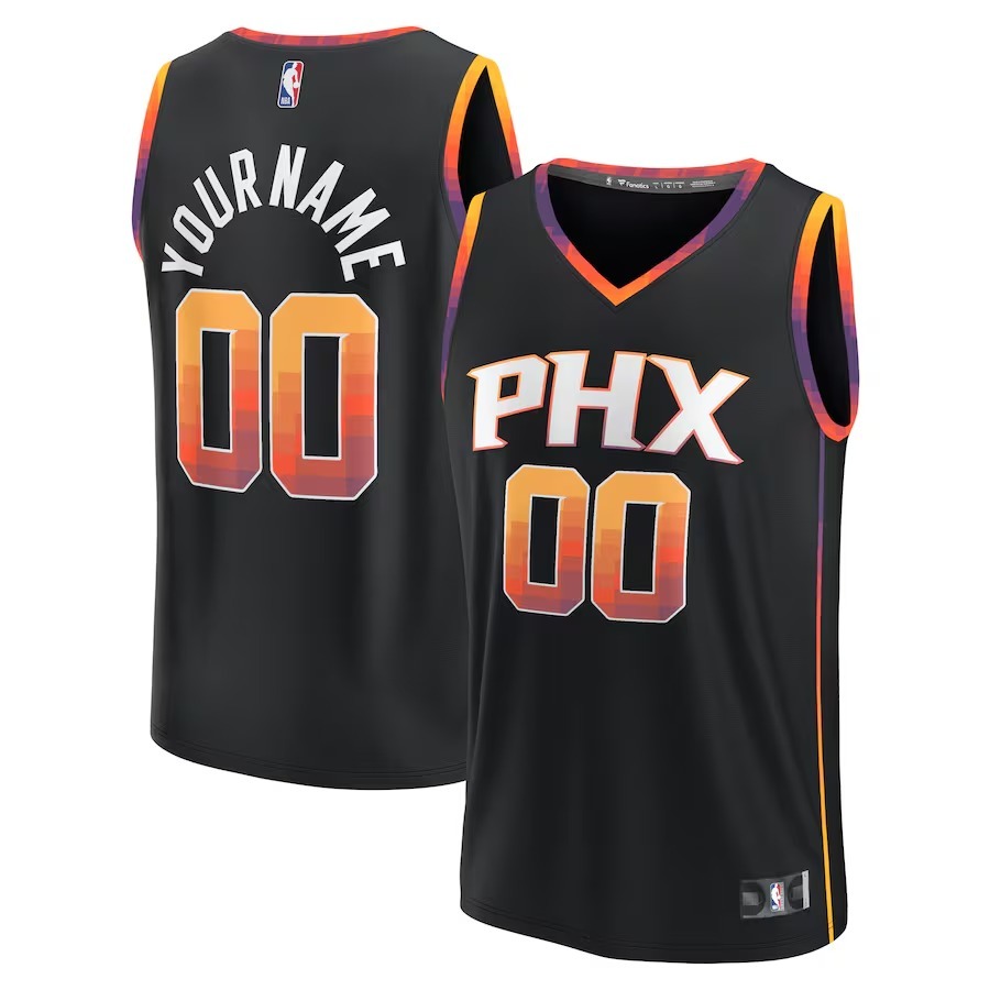 Men's Phoenix Suns  Fanatics Black  Fast Break Custom Replica Jersey - Statement Edition - Ujersey