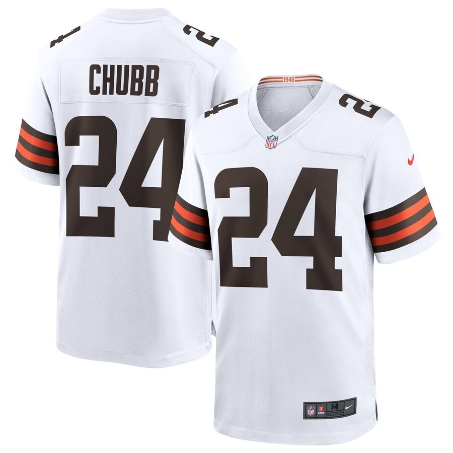 Men's Cleveland Browns Nick Chubb Nike White Game Jersey - Ujersey