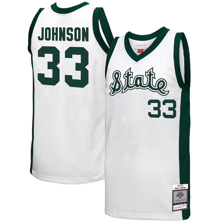 Magic Johnson Michigan State Spartans Mitchell & Ness 1978 Swingman Throwback Jersey - White - Ujersey