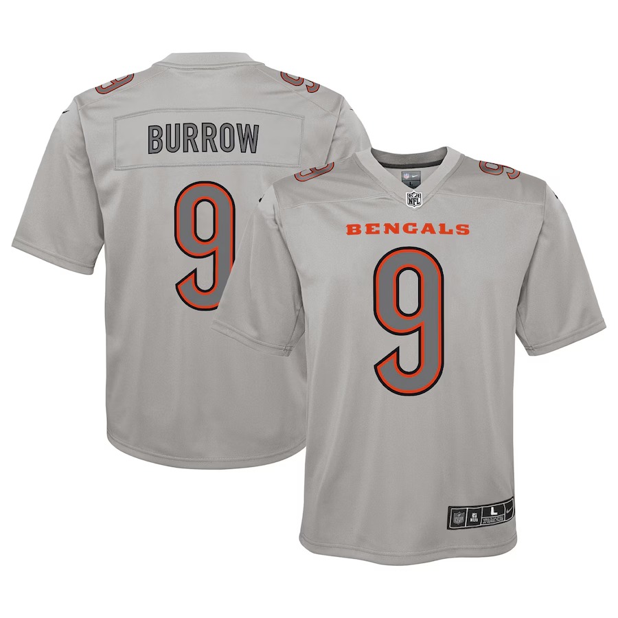 Youth Cincinnati Bengals Joe Burrow Nike Gray Atmosphere Game Jersey - Ujersey