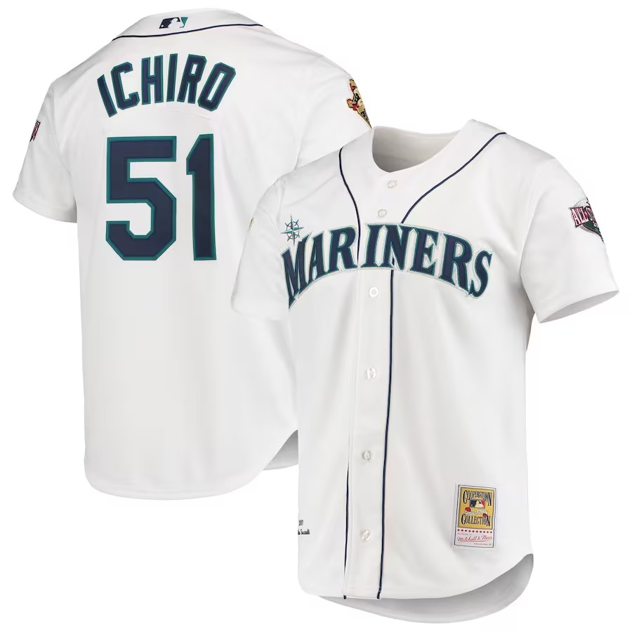 Men's Seattle Mariners Ichiro Suzuki Mitchell & Ness White 2001 MLB All-Star Game Cooperstown Collection Authentic Jersey - Ujersey