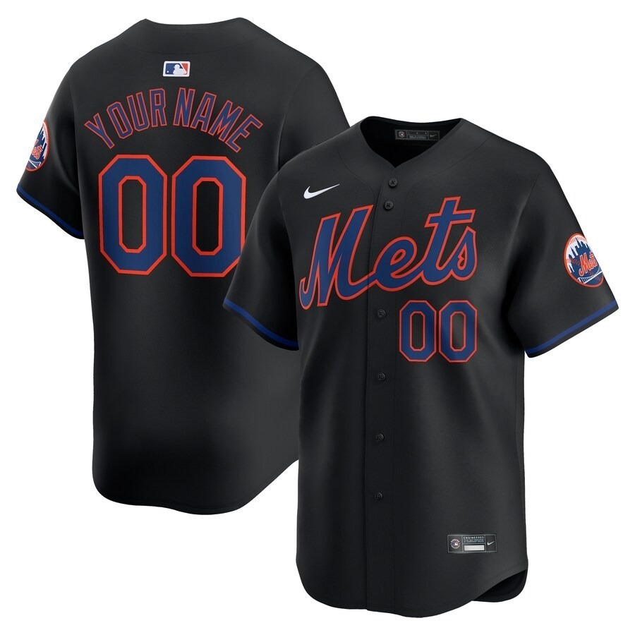 Men's New York Mets  Nike Black  Alternate Limited Custom Jersey - Ujersey