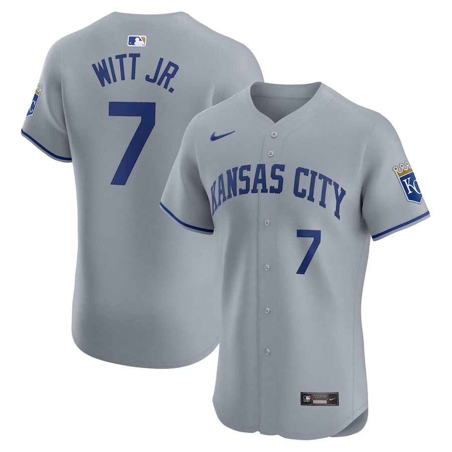 Men's Kansas City Royals Bobby Witt Jr. Nike Gray Road Elite Player Jersey - Ujersey