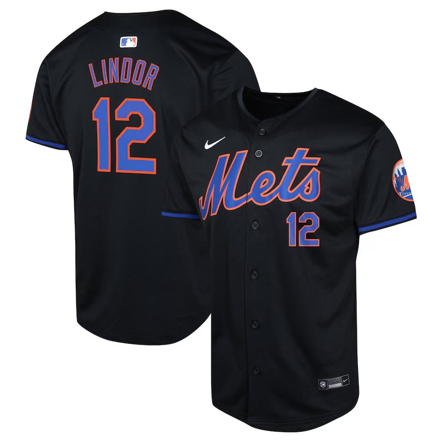 Youth New York Mets Francisco Lindor Nike Black Alternate Limited Player Jersey - Ujersey
