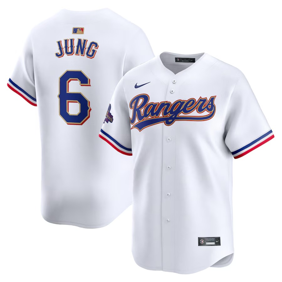 Men's Texas Rangers Josh Jung Nike White 2024 Gold Collection Limited Player Jersey - Ujersey