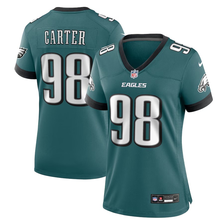 Women's Philadelphia Eagles Jalen Carter Nike Midnight Green Team Game Jersey - Ujersey