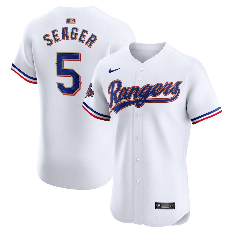 Men's Texas Rangers Corey Seager Nike White 2024 Gold Collection Elite Player Jersey - Ujersey