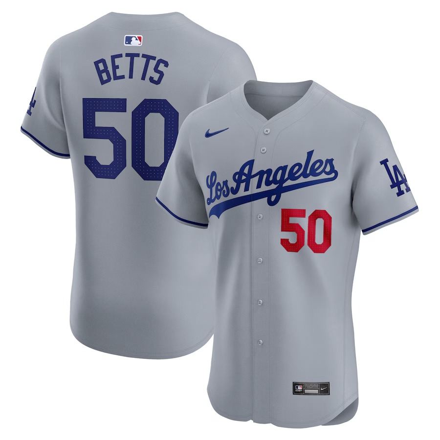 Men's Los Angeles Dodgers Mookie Betts Nike Gray Road Elite Player Jersey - Ujersey