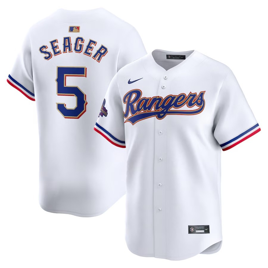 Men's Texas Rangers Corey Seager Nike White 2024 Gold Collection Limited Player Jersey - Ujersey