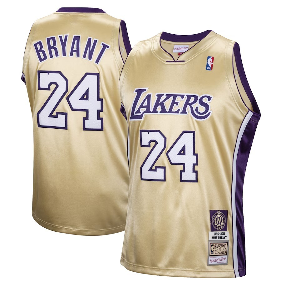 Men's Los Angeles Lakers Kobe Bryant Mitchell & Ness Gold Hall of Fame Class of 2020 #24 Authentic Hardwood Classics Jersey - Ujersey