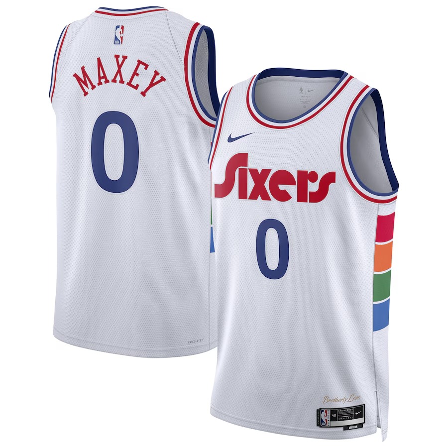 Unisex Philadelphia 76ers Tyrese Maxey Nike White 2024/25 Swingman Player Jersey - City Edition - Ujersey