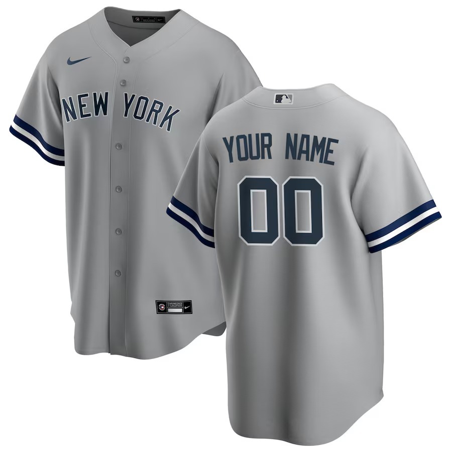 Men's New York Yankees Nike Gray Road Replica Custom Jersey - Ujersey