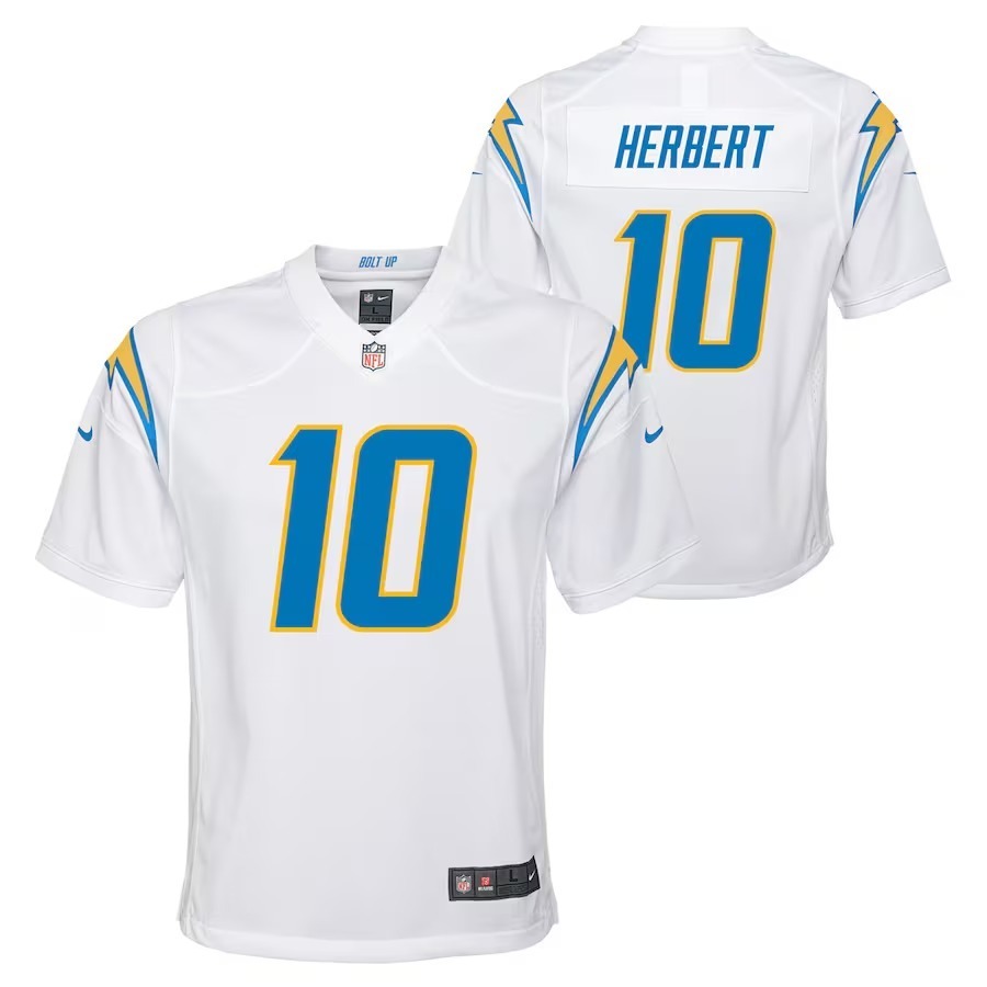 Youth Los Angeles Chargers Justin Herbert Nike White Game Jersey - Ujersey