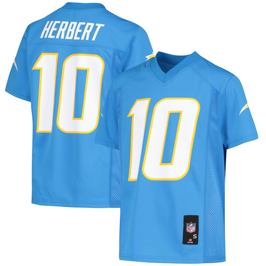 Youth Los Angeles Chargers Justin Herbert Powder Blue Replica Player Jersey - Ujersey