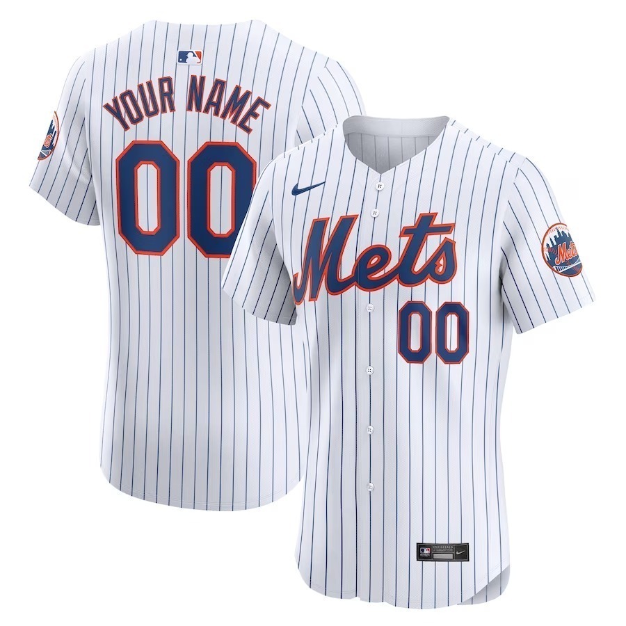 Men's New York Mets Nike White Home Elite Custom Jersey - Ujersey