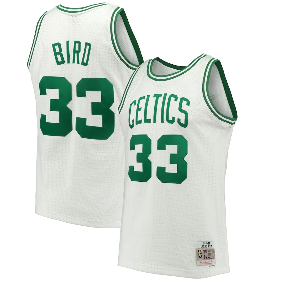 Men's Boston Celtics Larry Bird Mitchell & Ness White Hardwood Classics Swingman Jersey - Ujersey